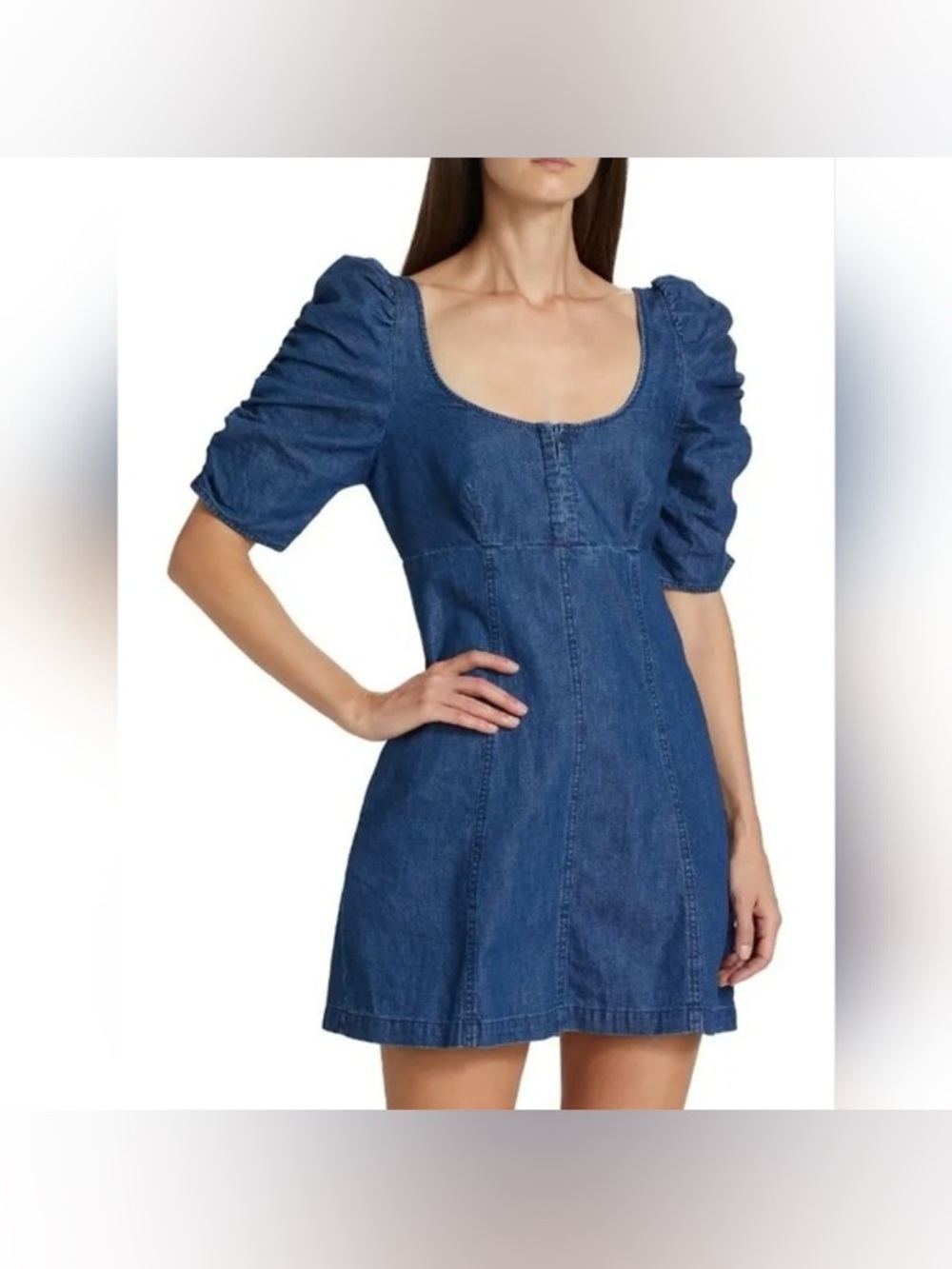 Free People Cheyenne Denim Mini Dress Sz M